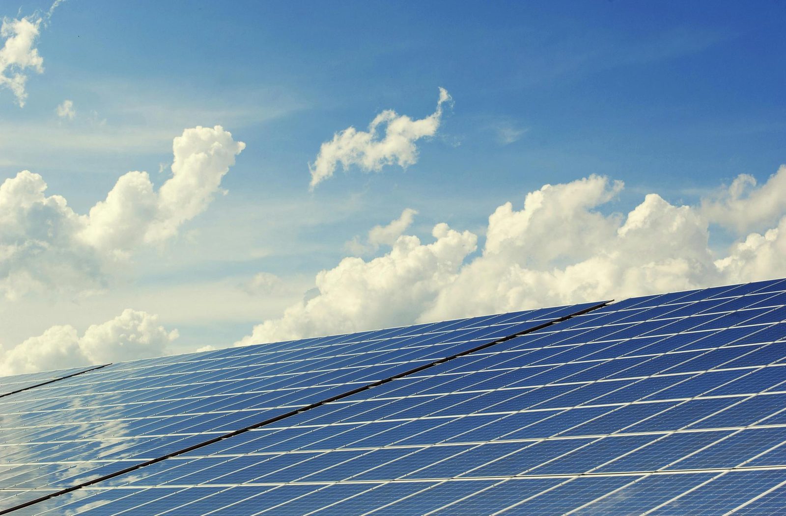 Solar array beneath open sky